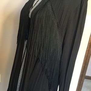 Fringe boho open front jacket